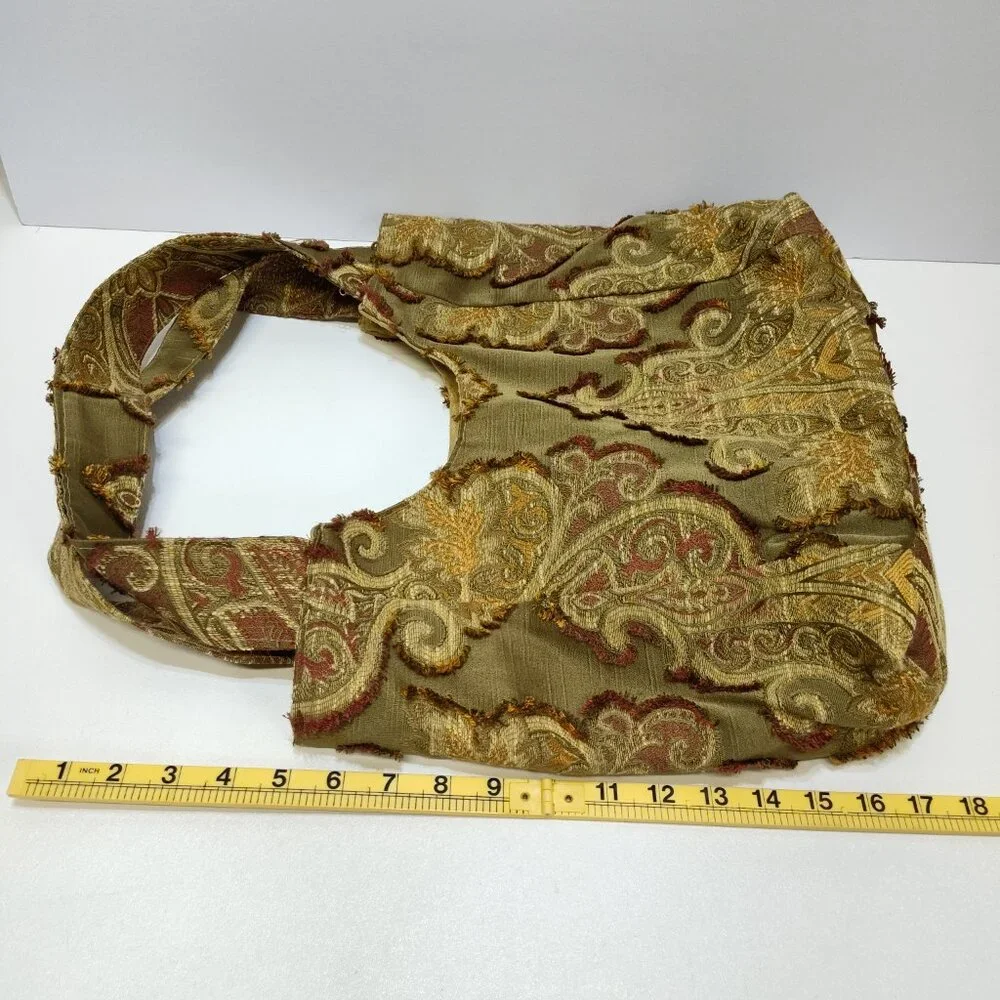 Handmade Boho Chic Paisley Tapestry Hobo Tote Bag Brocade Pattern Vintage Fabric
